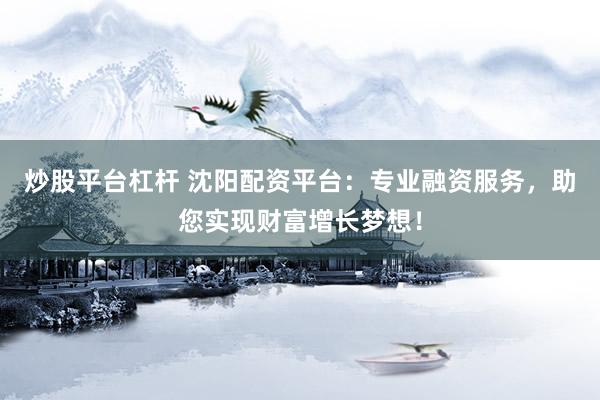 炒股平台杠杆 沈阳配资平台：专业融资服务，助您实现财富增长梦想！