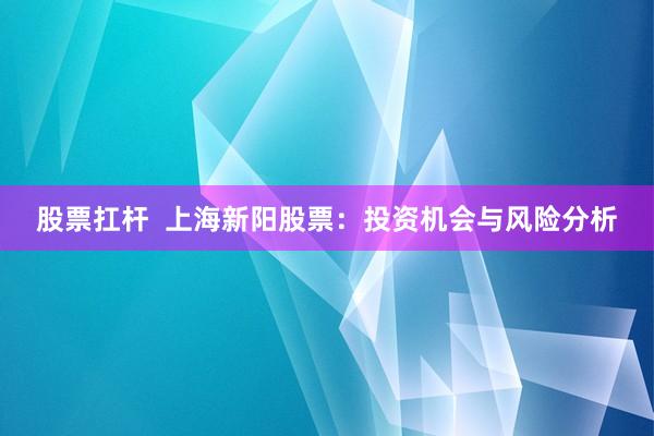 股票扛杆  上海新阳股票：投资机会与风险分析