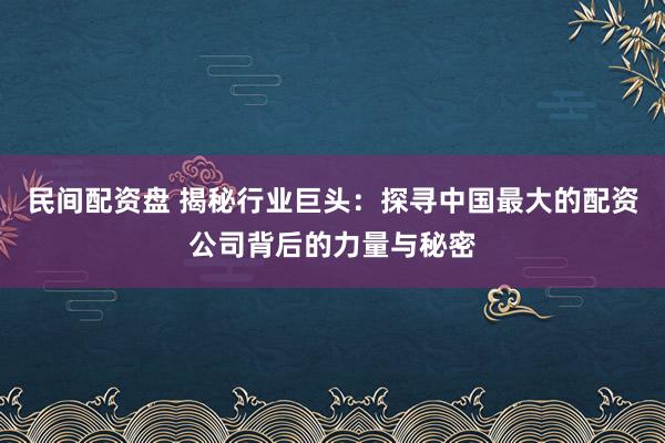 民间配资盘 揭秘行业巨头：探寻中国最大的配资公司背后的力量与秘密