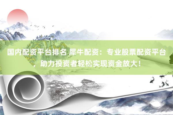 国内配资平台排名 犀牛配资：专业股票配资平台，助力投资者轻松实现资金放大！