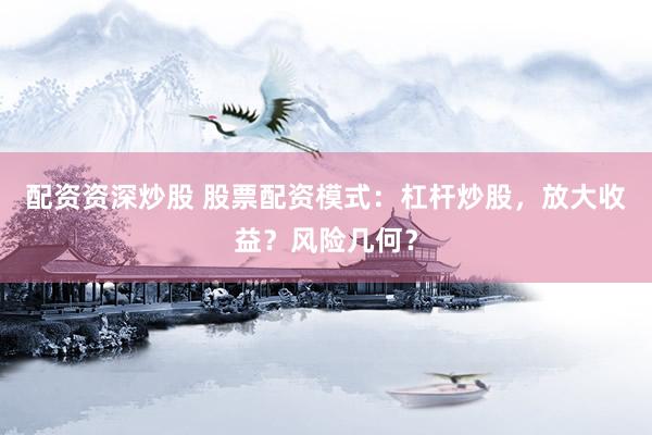 配资资深炒股 股票配资模式：杠杆炒股，放大收益？风险几何？