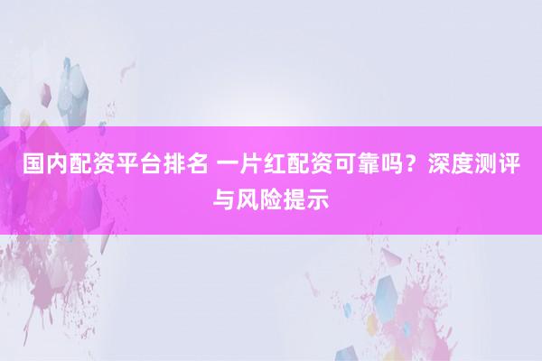 国内配资平台排名 一片红配资可靠吗？深度测评与风险提示