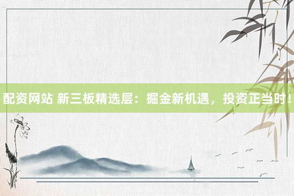 配资网站 新三板精选层：掘金新机遇，投资正当时！