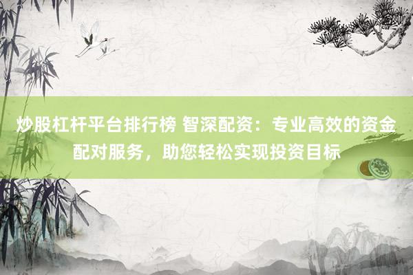 炒股杠杆平台排行榜 智深配资：专业高效的资金配对服务，助您轻松实现投资目标