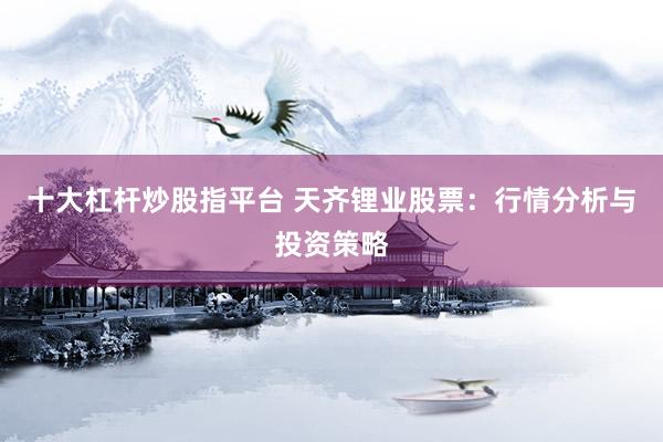 十大杠杆炒股指平台 天齐锂业股票:行情分析与投资策略