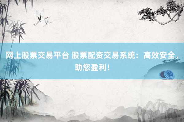 网上股票交易平台 股票配资交易系统:高效安全,助您盈利!
