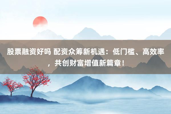 股票融资好吗 配资众筹新机遇：低门槛、高效率，共创财富增值新篇章！