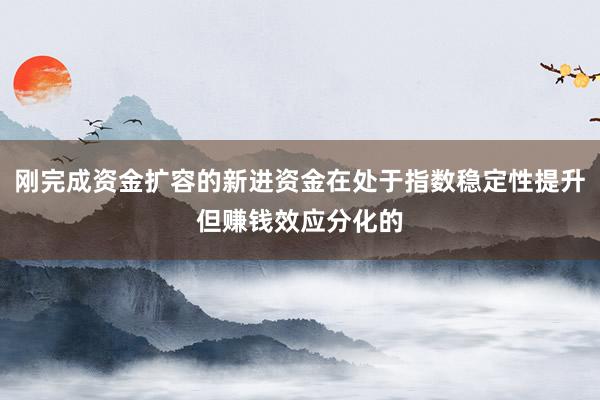 刚完成资金扩容的新进资金在处于指数稳定性提升但赚钱效应分化的